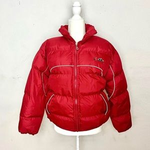 Vintage style Red and white chunky puffer jacket